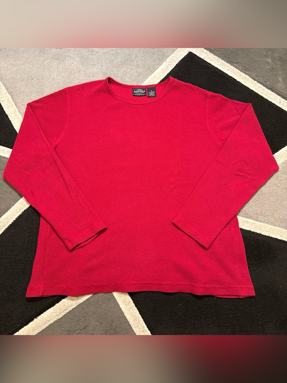 Vintage 90s Red Sonoma long sleeve waffle knit shirt